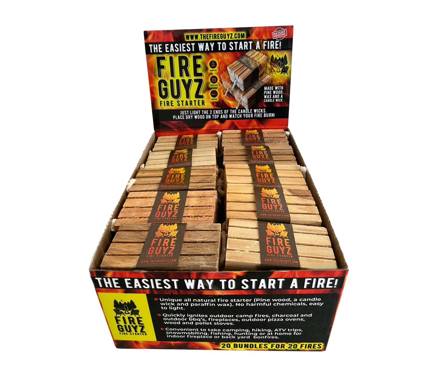 Premium Pine Wood Fire starter display - 20 units